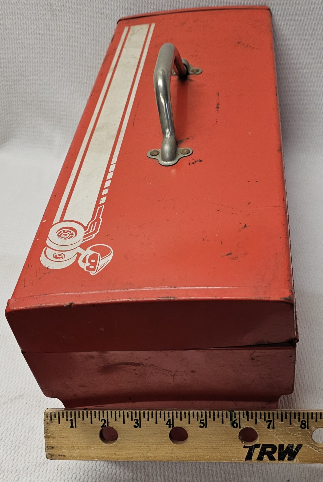 Vintage 1970's Mopar Dodge Scat Pack Bumblebee Red Toolbox NO Tray 7.5" × 20"