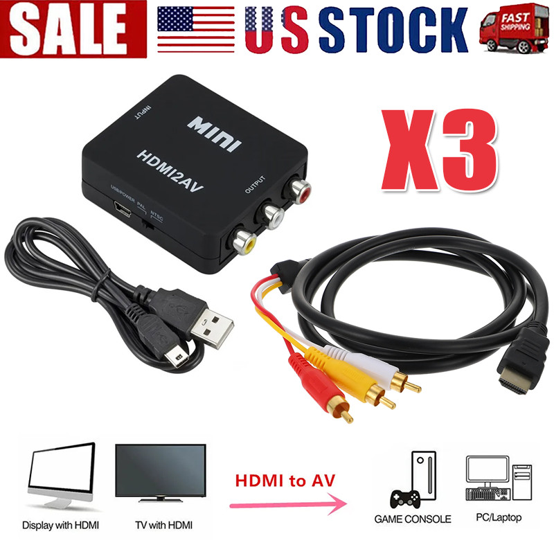HDMI To RCA AV Adapter Converter Cable CVBS 3RCA 1080P Composite Video Audio lot