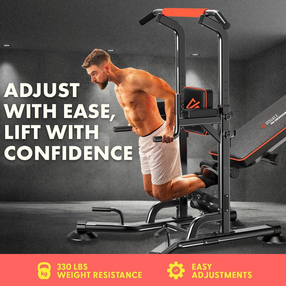Pull-Up Workout Station with Bench - Multifunctional Gym Equipment Setup W/Pulli