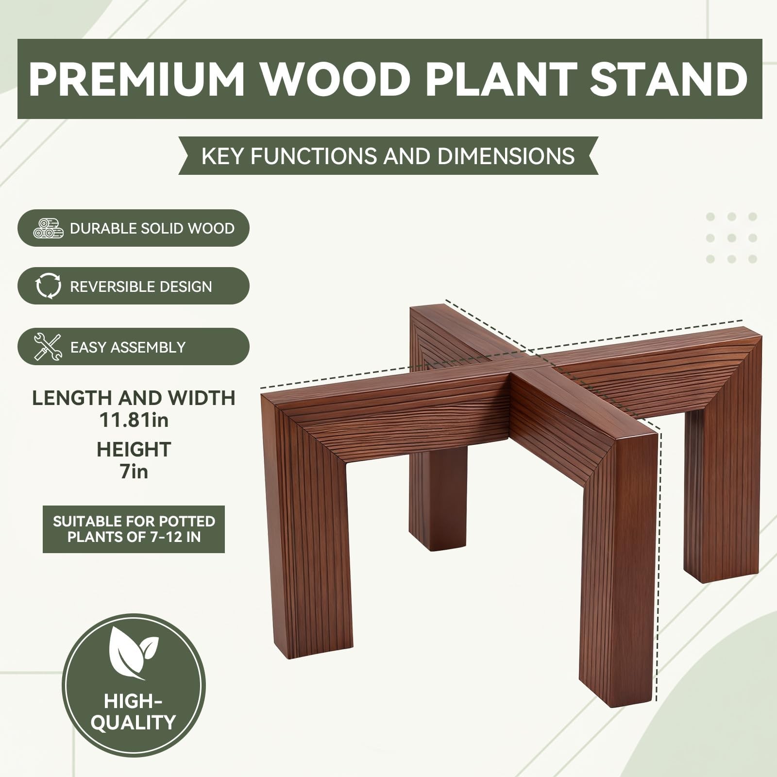 Plant Stand Indoor, Large Wooden Plant Stands, Plant Risers for Inside Pots, ...