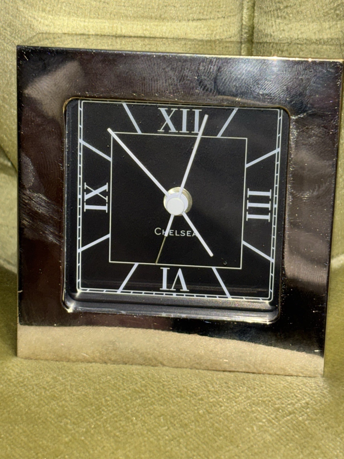 Chelsea Polished Nickle Art Deco Desk Alarm Clock German Quartz Movment 3"