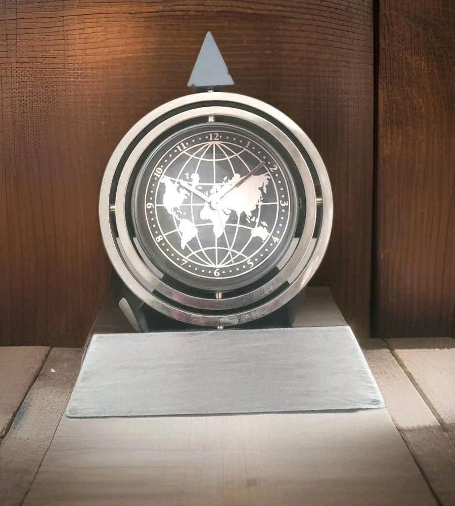 Galileo Gimbal Clock & Frame -Silver - UNUSUAL DESK CLOCK