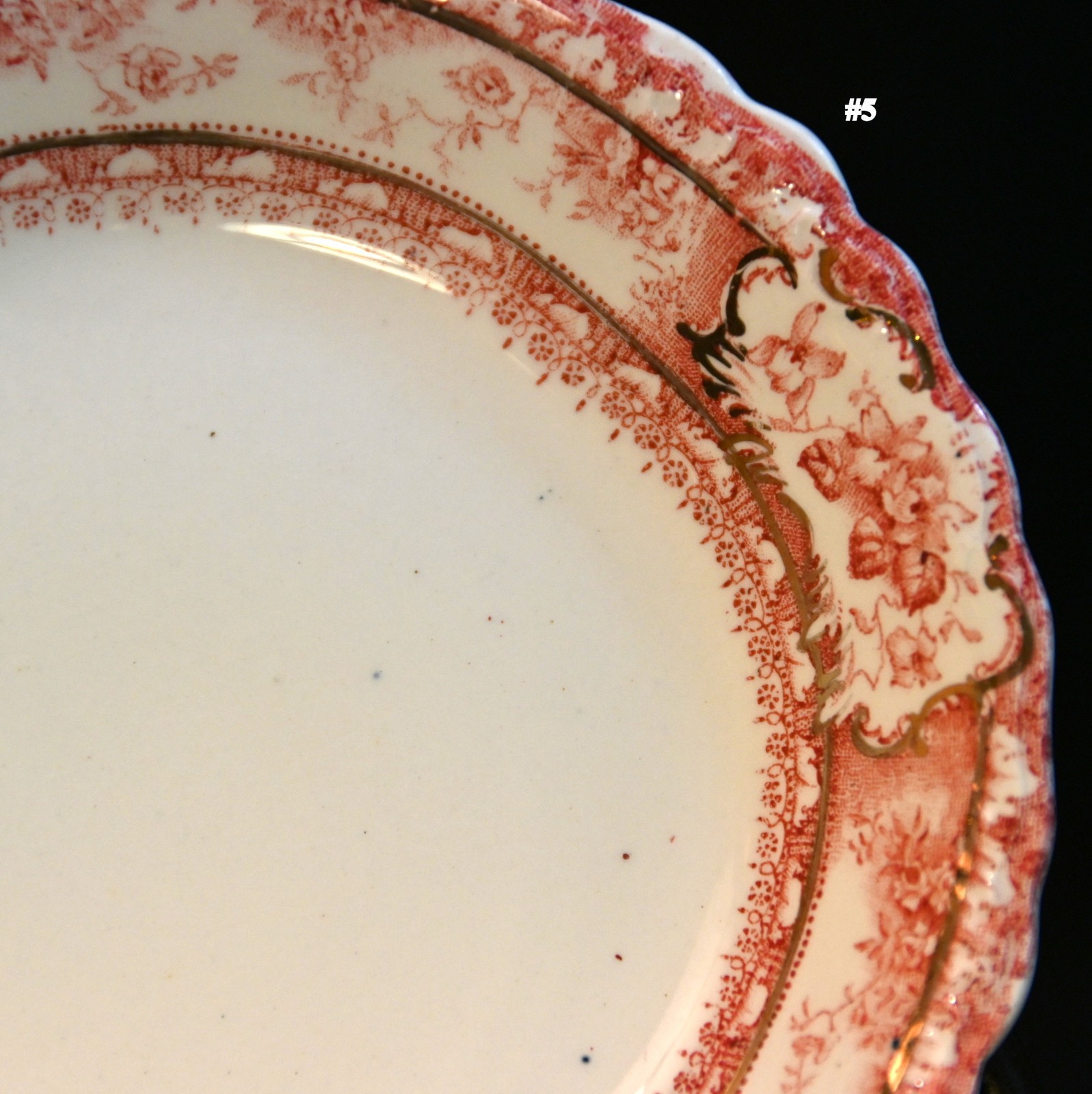 Wedgwood 5 Fruit Dessert Bowls Coupe Phoebe Pink wGold Accents England 1900-1906