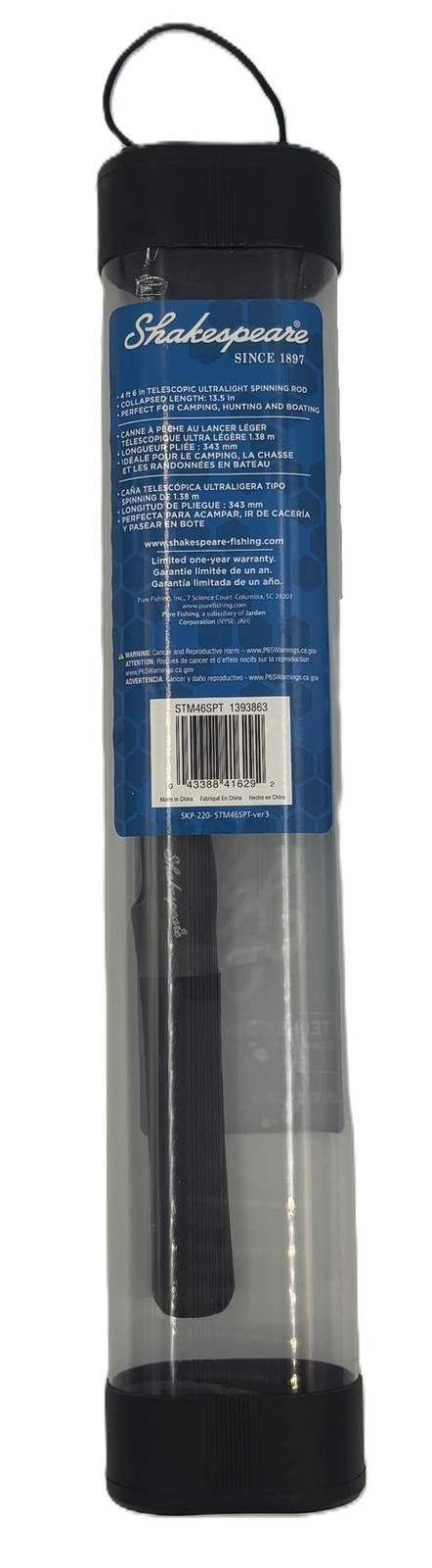Shakespeare 1393863 Travel Mate 4'6" Telescopic Ultralight Spinning Rod w/ Case