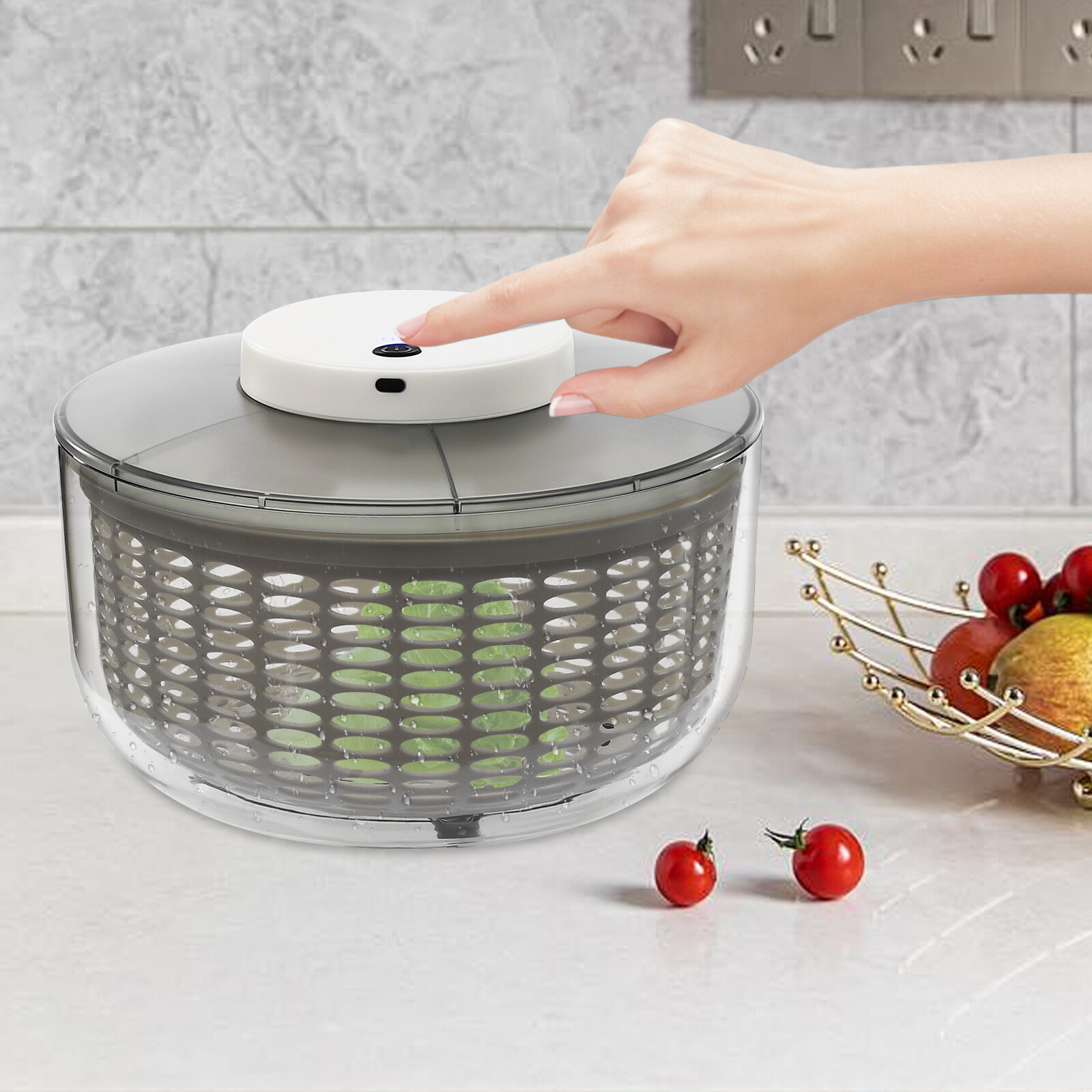 Electric Salad Spinner Large 6L Fruit Vegetable Washer Dryer Dehydrator Sale