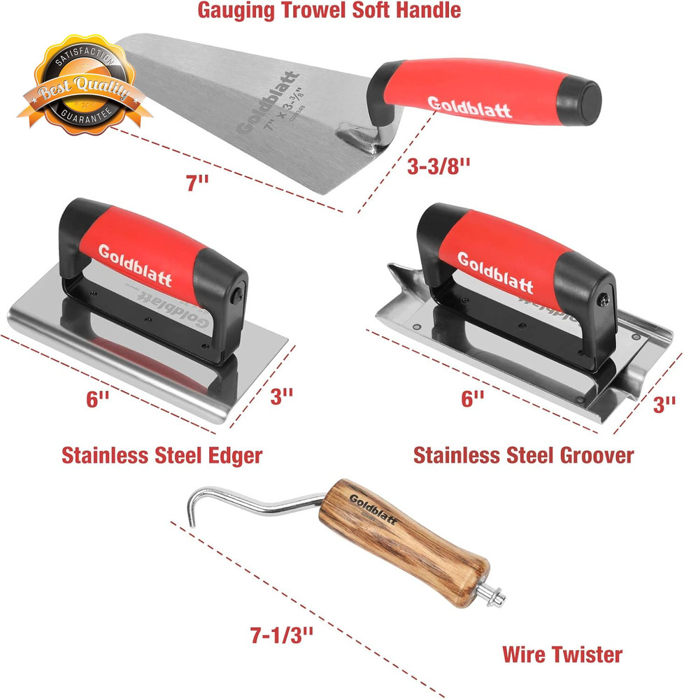 8pc Masonry Hand Tool Set Trowel Edger Float Groover Kit with Tool Bag
