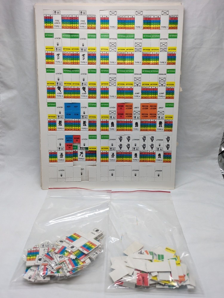 (7) 1987 Battletech Battleforce Countersheets And Extras