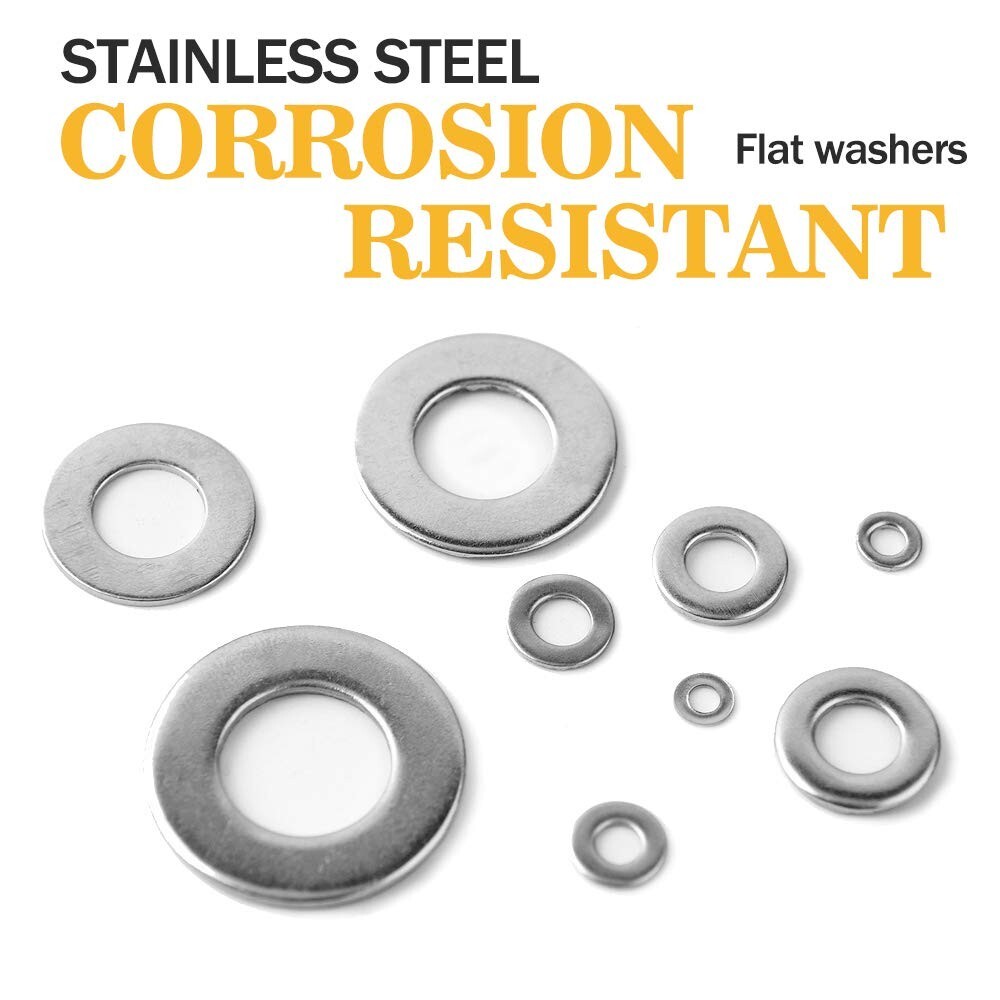 Assorted Flat Washer Hardware Set - 684pcs, 9 Sizes M2-M12, Rust Resistant