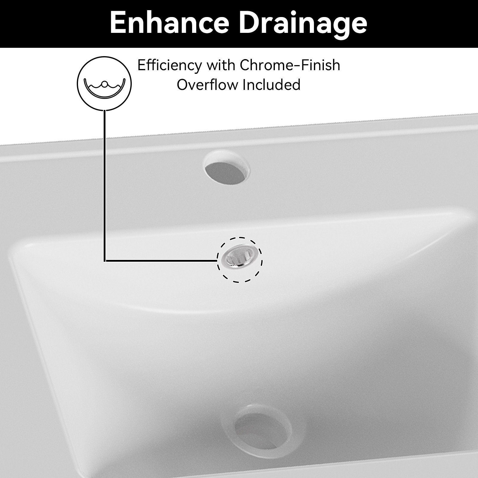 30" Undermount Bathroom Sink, Single Ceramic Bowl, No Faucet, White