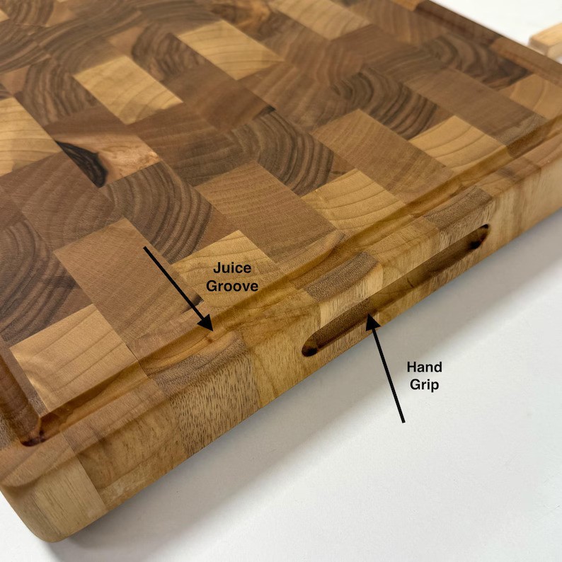 Walnut End Grain Cutting Board for Kitchen, Thick Charcuterie Chopping Block