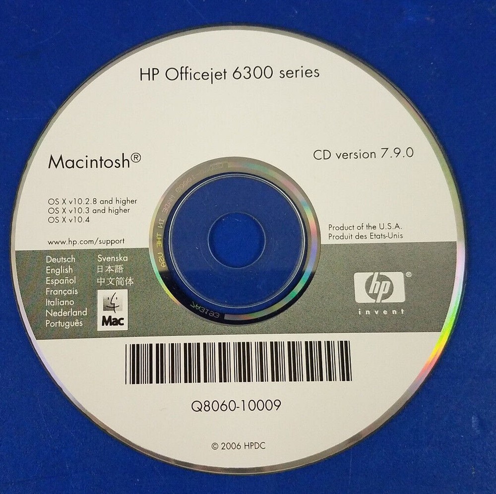 ⭐️⭐️⭐️⭐️⭐️ HP Officejet 6300 Series Macintosh CD Version 7.9.0
