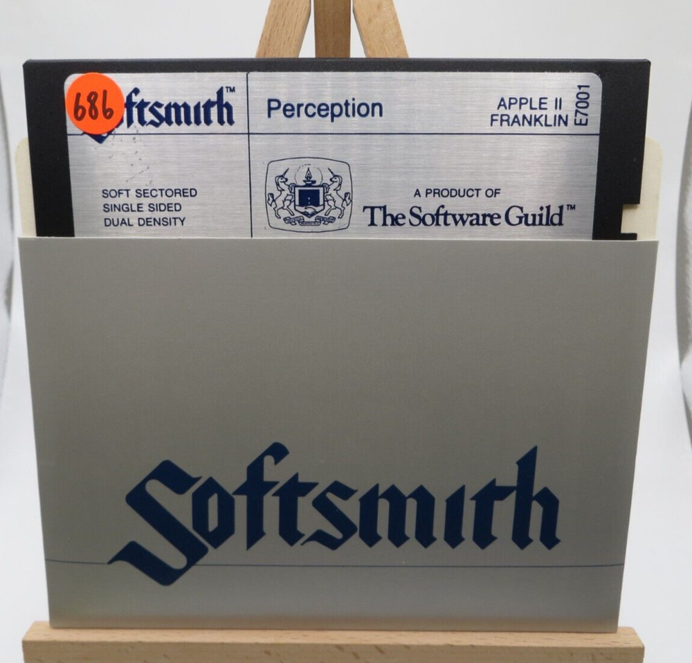 APPLE II 5.25" Floppy Disk PERCEPTION vintage computer game program Softsmith