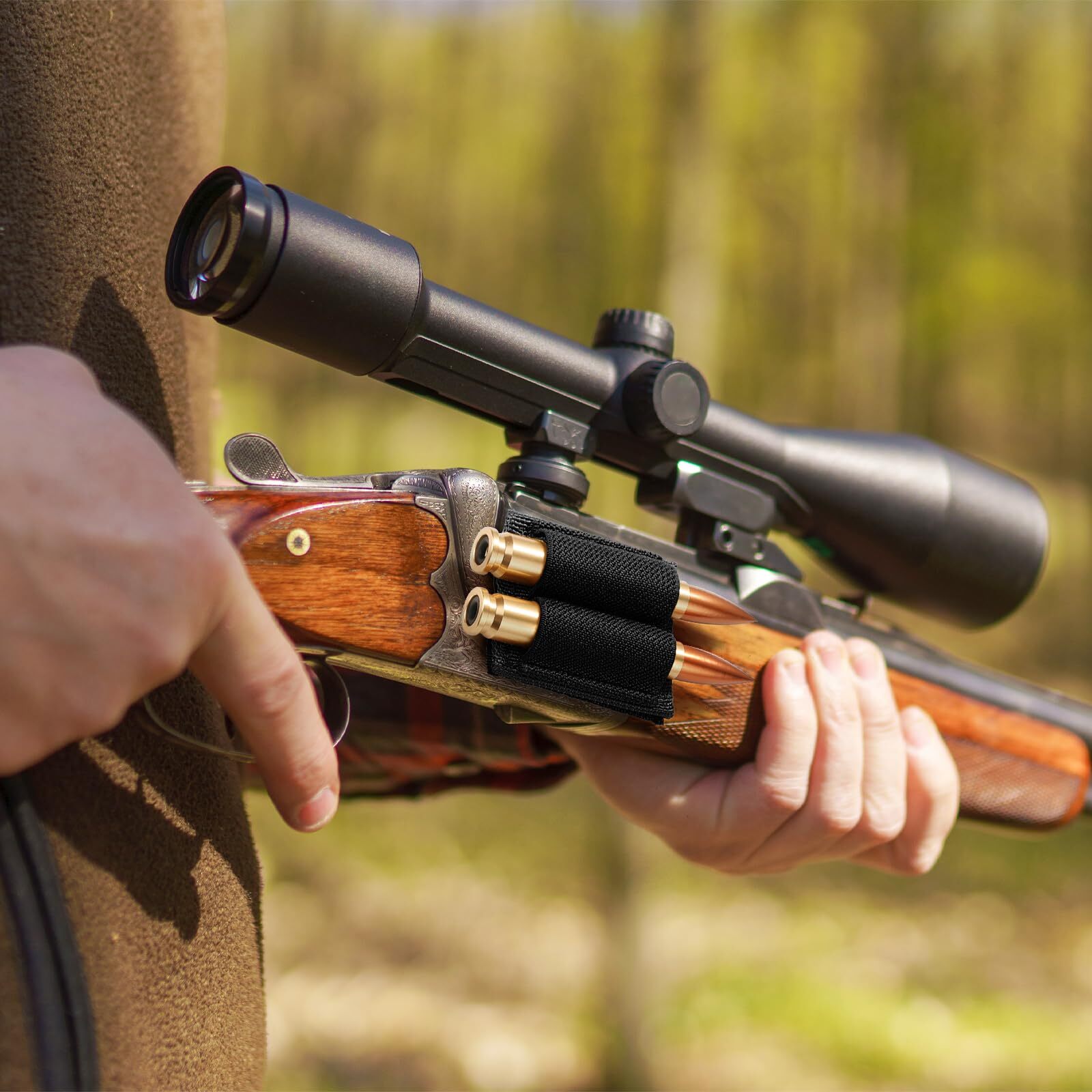 2PCS 2 Round Bullet Holder for Rifle Ammo Holder Bullet Keeper with Hook & Loop