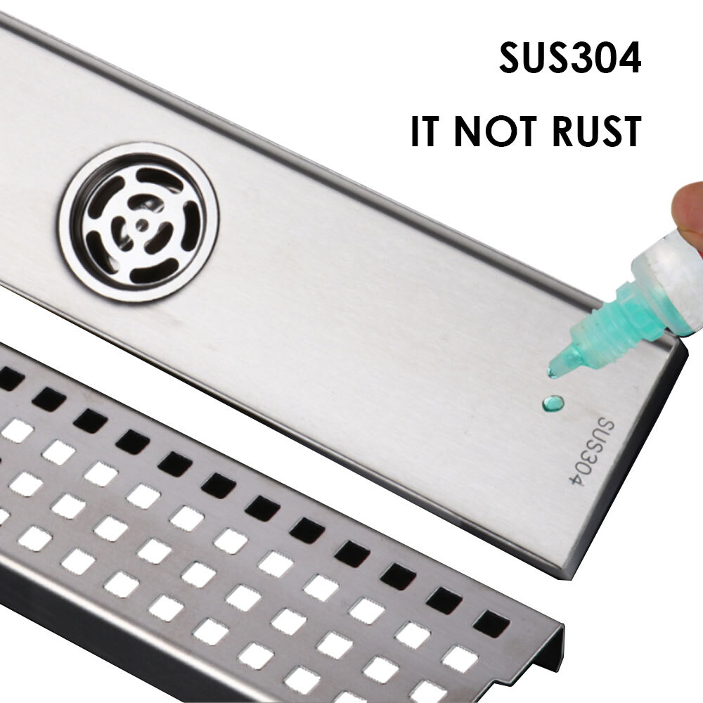 Invisible Linear Shower Floor Drain Square Rectangular Bathroom Stainless Steel