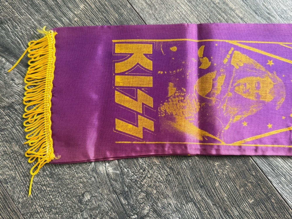 KISS Scarf Banner Purple Eric Carr Europe 1980 Vintage Kiss Aucoin Memorabilia
