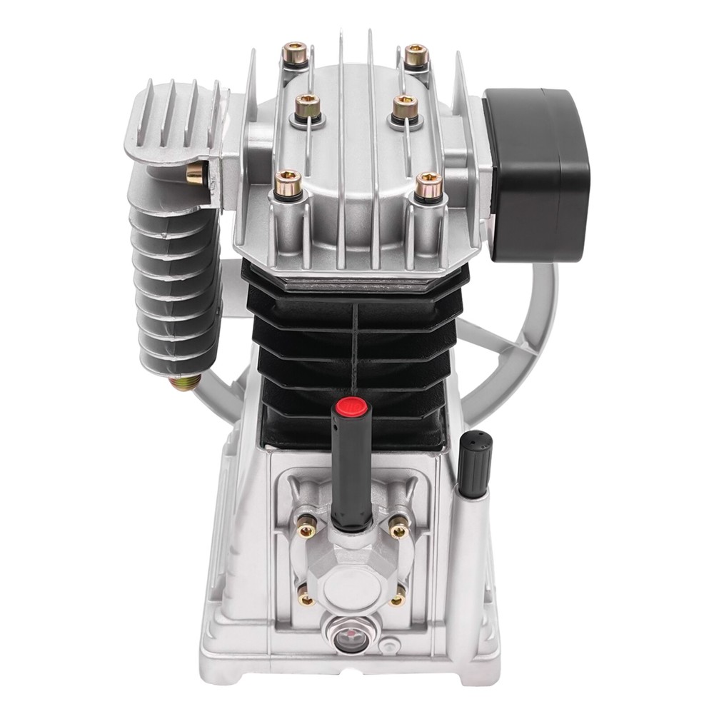 2 Cylinders Piston Air Compressor Pump Head 3HP Air Compressor Pump Head Silver