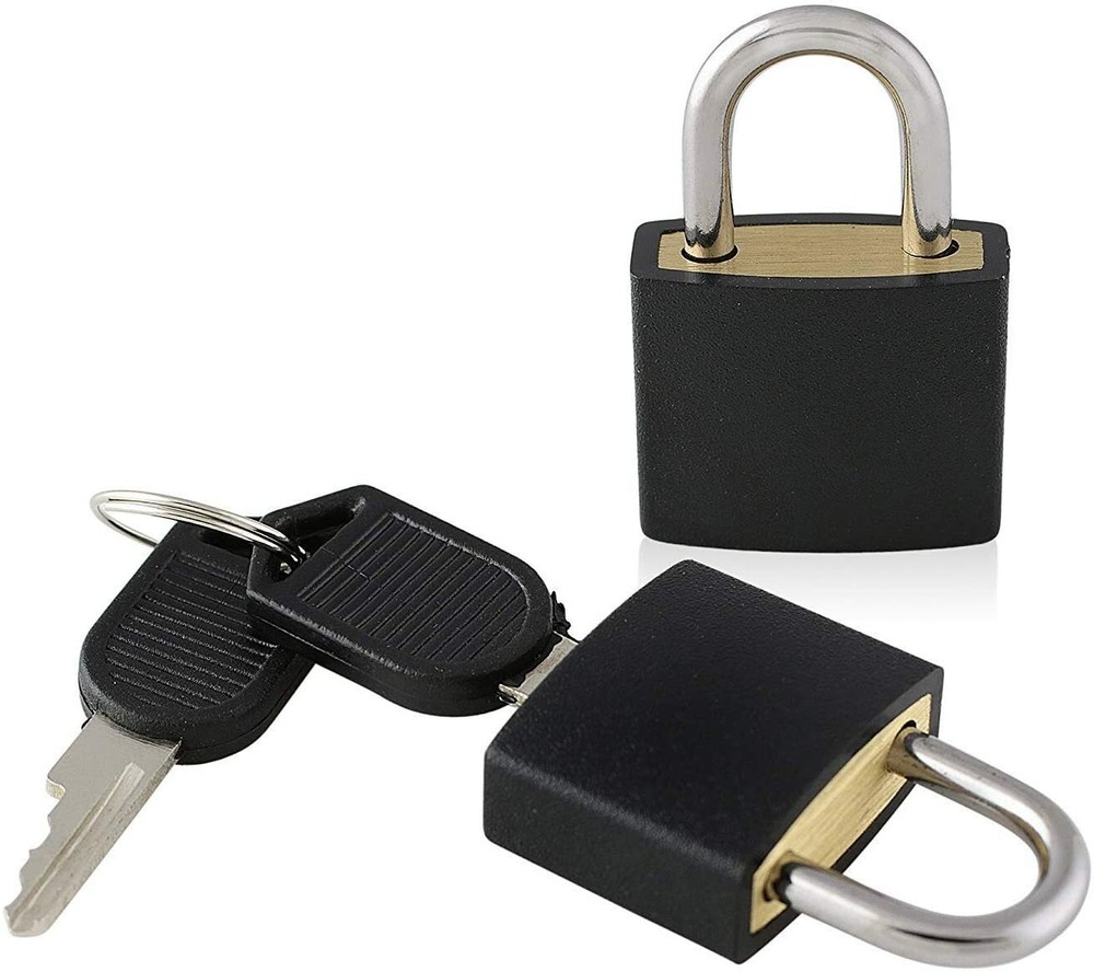 Small Mini Durable ABS Cover Solid Brass Body Individually Keyed Padlock 3pc BLK