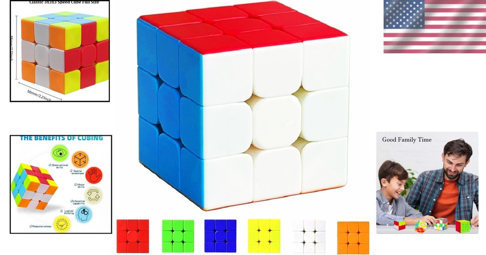 Stickerless 3x3 Speed Cube Puzzle - Perfect for Skill Development & Fun