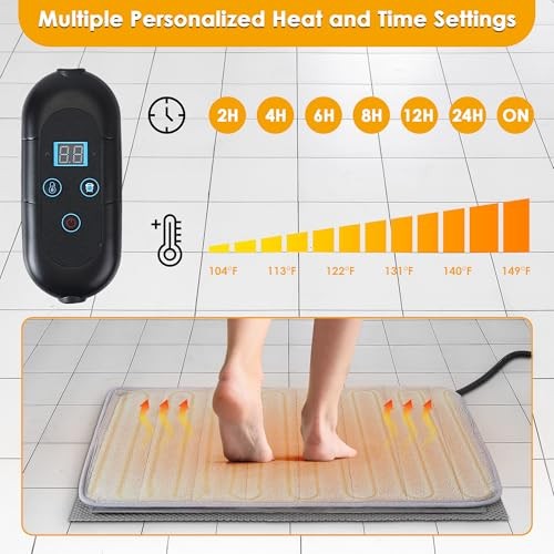 3 in 1bathroom Heating Pad Set, Adjustable Memory Foam Bath Rug Normal