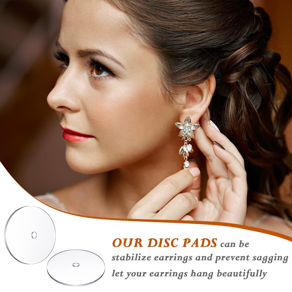 200 Pcs Clear Disc Pads to Stabilize Earrings, Plastic Discs for Ear...