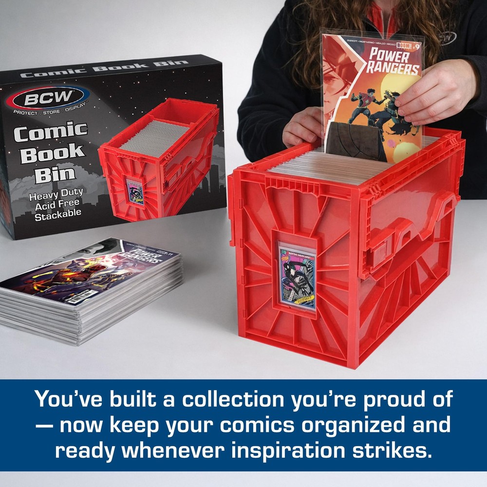 Short Comic Book Bin | Holds 150 Comics | Stackable Plastic Storage | Acid-Or...