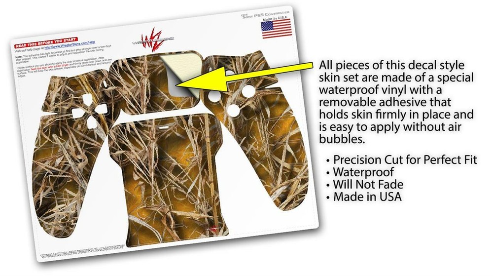 Skin Sony PS5 Controller WraptorCamo Grassy Marsh Camo Orange