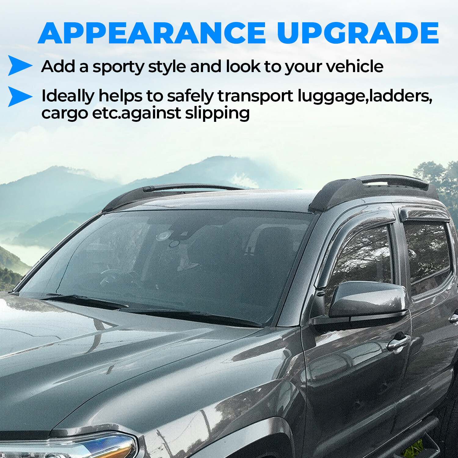 For Toyota Tacoma Double Cab 2005-2023 Top Roof Rack Cross Side Rails Bars Set