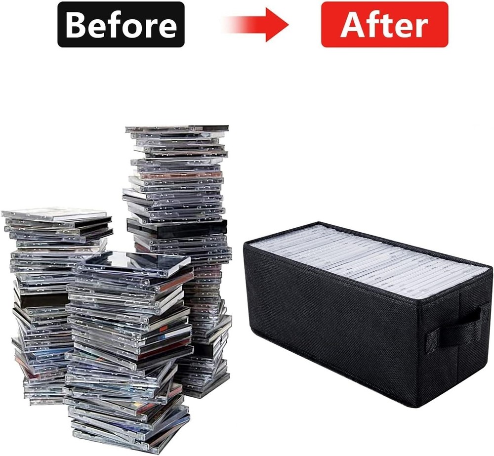 UENTIP CD Storage Boxes - Pack of 4 Case - 4pack-black, black