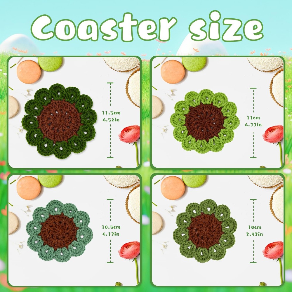 Crochet Kit for Beginners Plant Coasters Easy Learning Hook Yarn Set