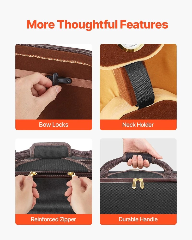 4/4 Full Size Violin Case Built-in Hygrometer