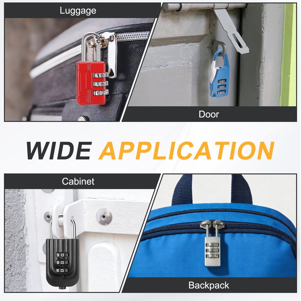 2Pcs Resettable 3 Digit Combination Lock Code Padlock, Gray (56 x 24mm)