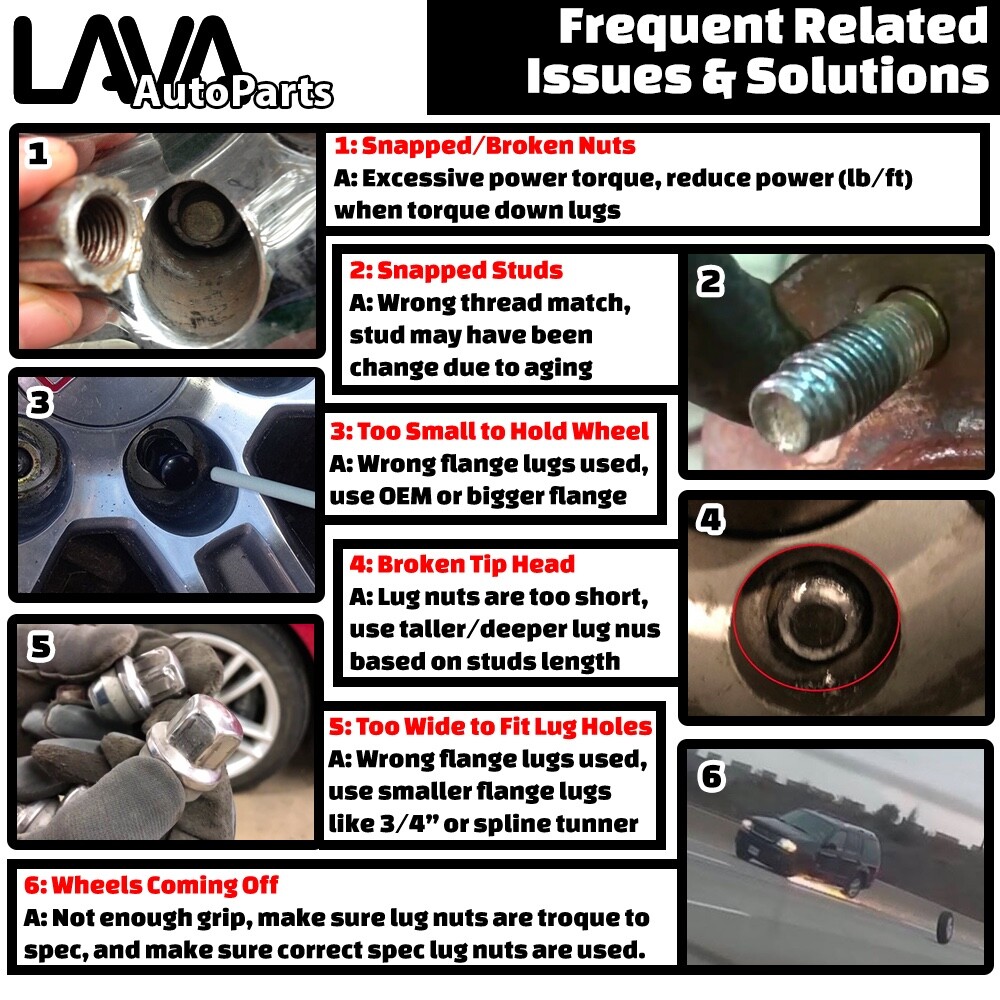 24x 6" Red 14x1.5 Spike Lug Nut Fit Chevy Silverado1500 Tahoe Suburban Traverse