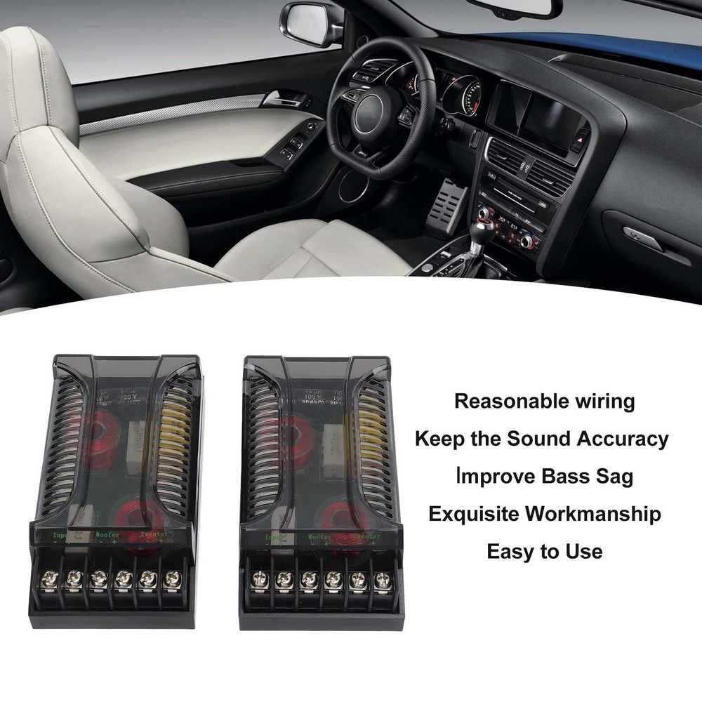 Headerbs 2 Way Car Audio Crossover 2 Pack Speaker Tweeter Passive Crossover D...
