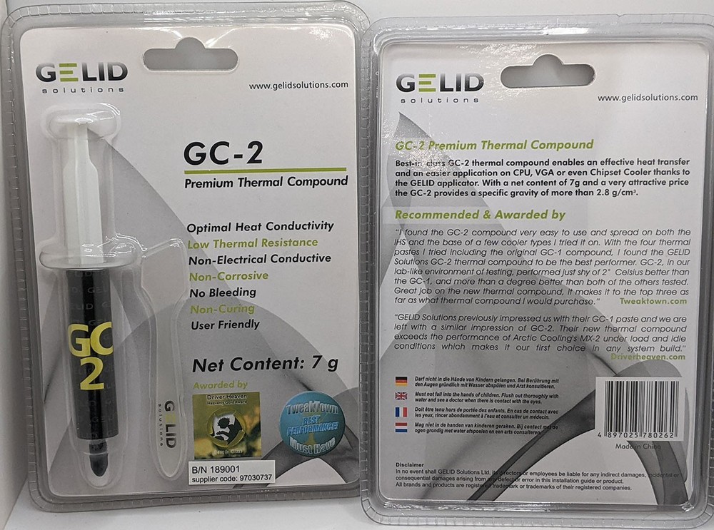 2 Pack: Gelid GC-2 Premium Thermal CPU Cooling Compound, Net Content 7 grams eac