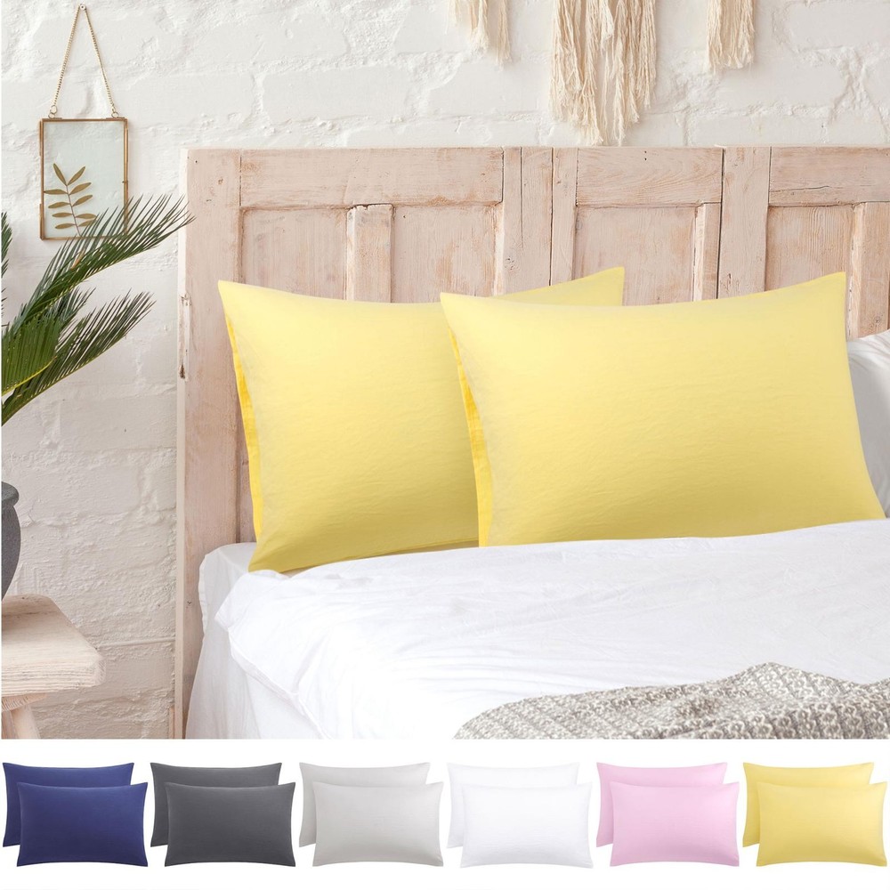 2Pcs Brushed Pillowcases Washed Microfiber Envelope Closure