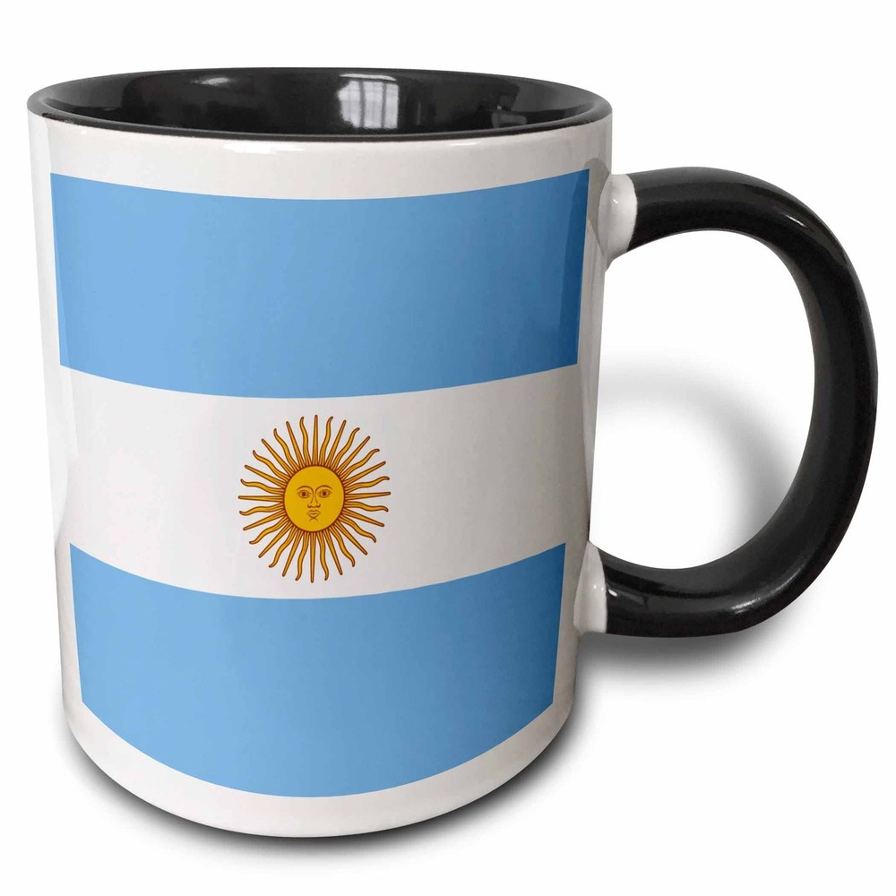 3dRose Argentinian Flag Mug, 11 oz, Black