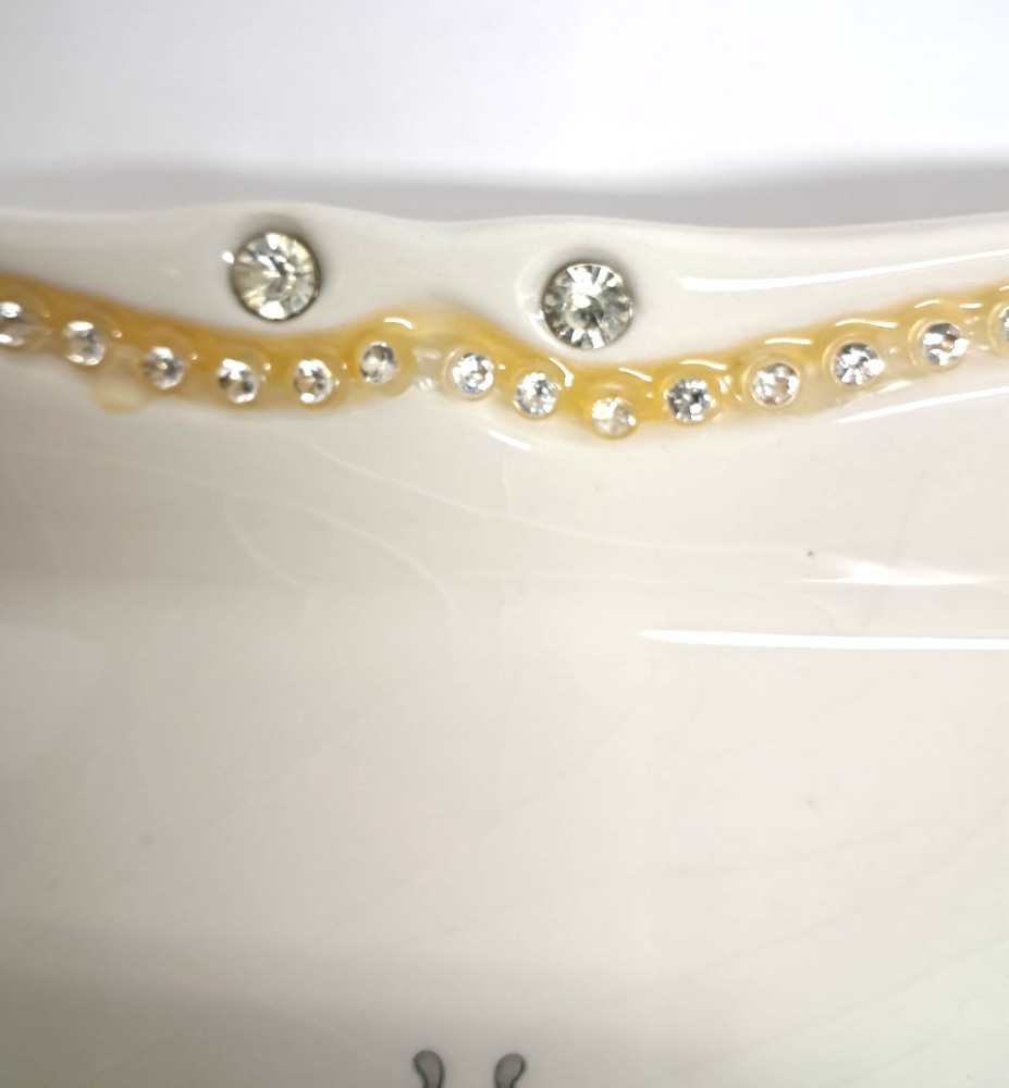D Lusso Designs Couture Ceramic Serving Platter Dish White Gray