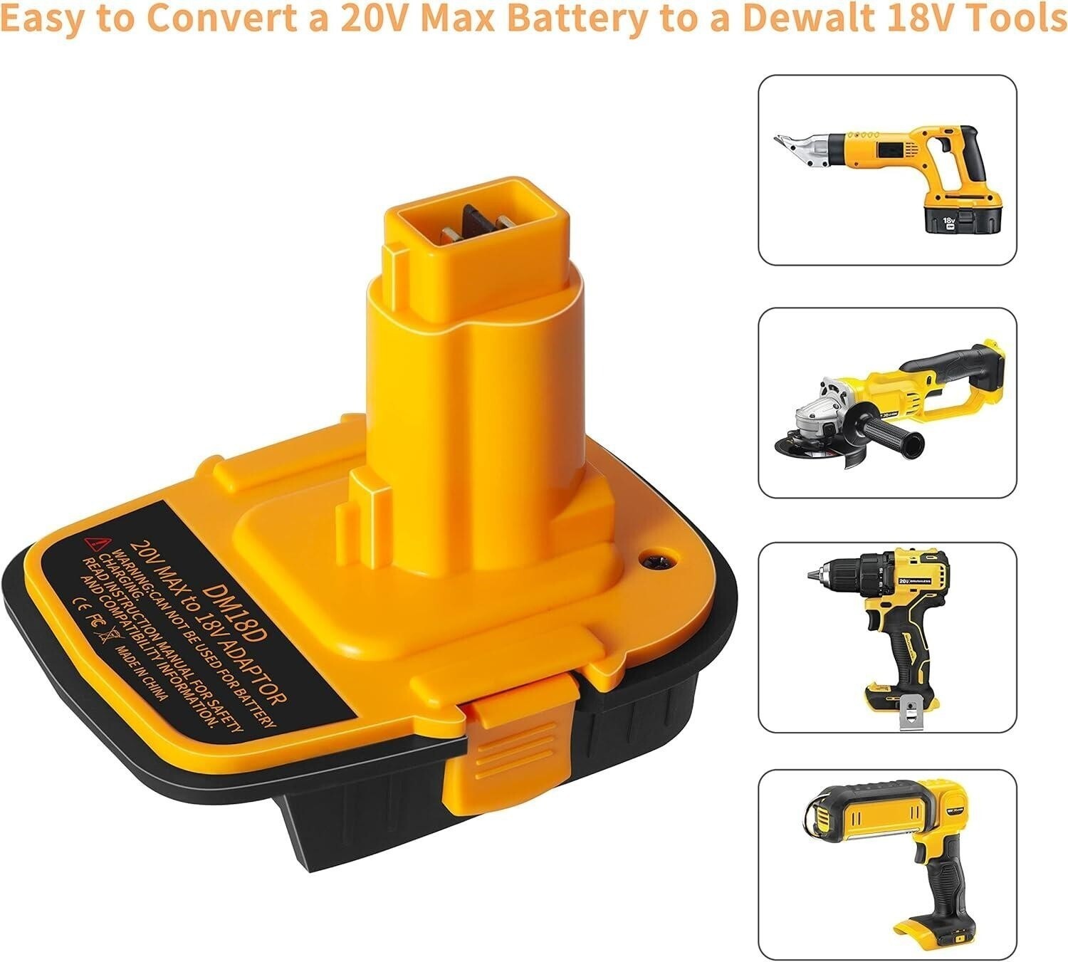 2 pack Battery Adapter with USB Compatible with Dewalt 20V Battery,20V to 18V