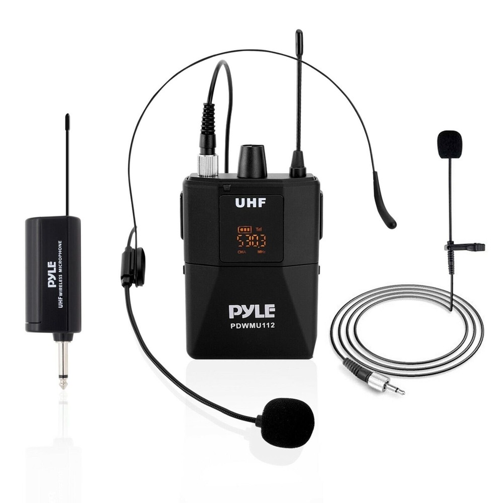 Pyle UHF Wireless Microphone System Kit LED Digital Display Screens PDWMU112