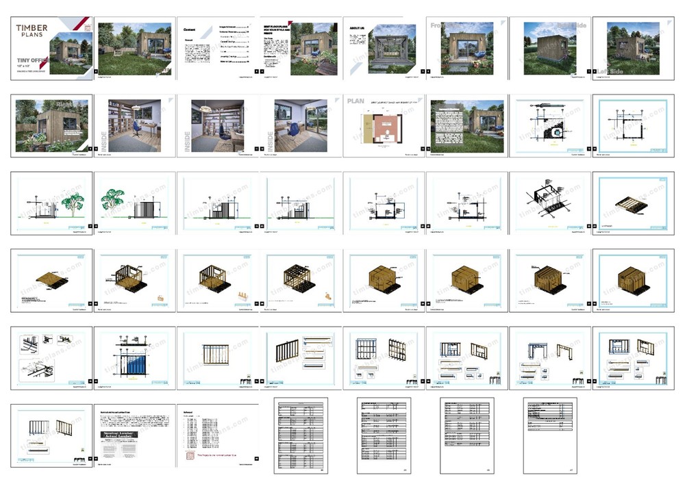 Small Cabin Plan, Tiny Office Plan, 12x12 Small Office Plan, Hard Copy
