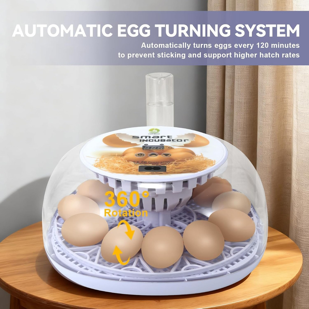1St Gen - 12 Egg Automatic Incubator, Steady Humidity with Auto-Refill, Stable T