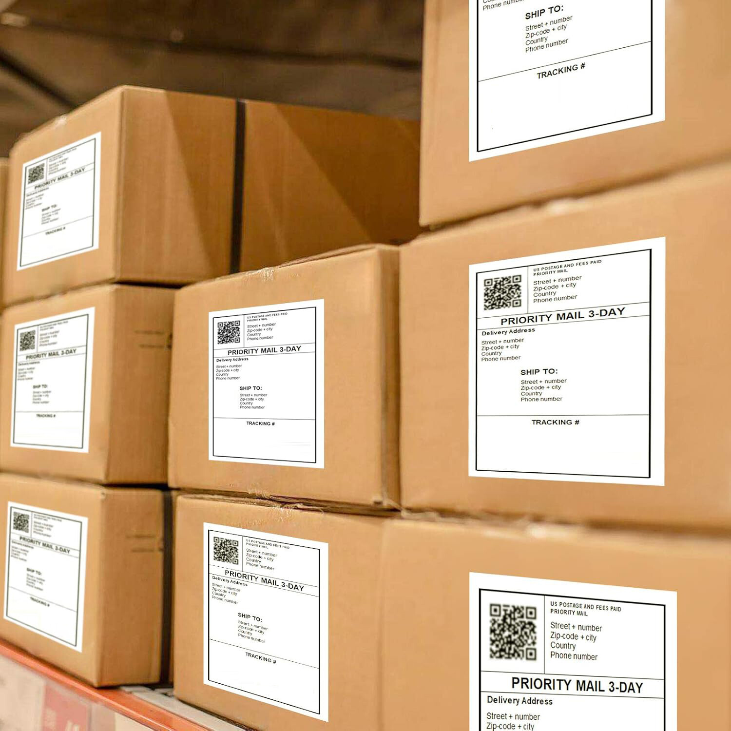 500 4" x 6" Fanfold Direct Thermal Shipping Labels Perforated for Zebra & Rollo