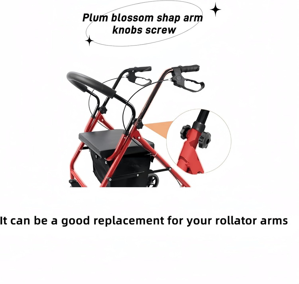 2 Set Replacement Arm Adjustment Knobs,Universal Rollator Hand Grip Replacement