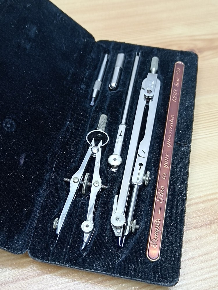 Vintage Temple Instruments Technical Drawing / Draughtsman Set In Case