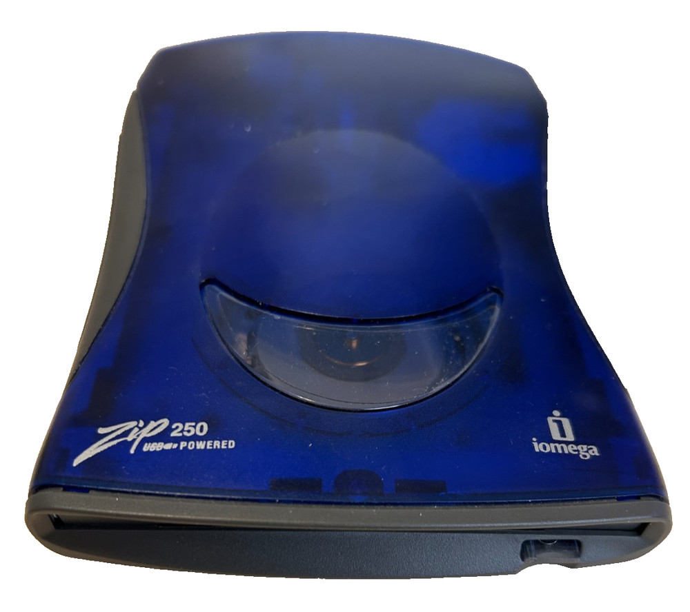 Iomega Zip 250 External Drive Data Blue USB Storage Disk Drive - Not Tested