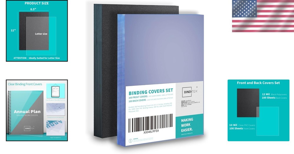 Professional Presentation 200 Pack Binding Covers for Office & Educational Use