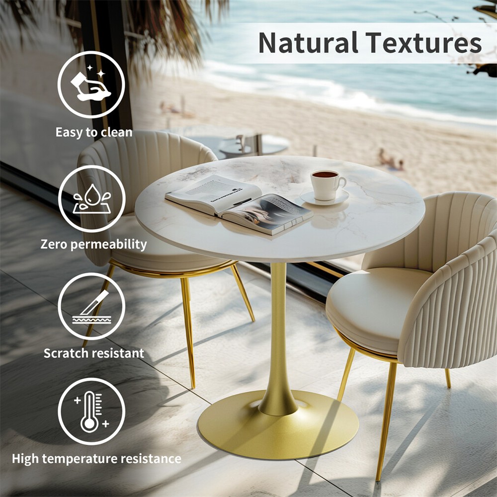 Exquisite Round Dining Table Bar Height Kitchen Bistro Table with Pedestal Base
