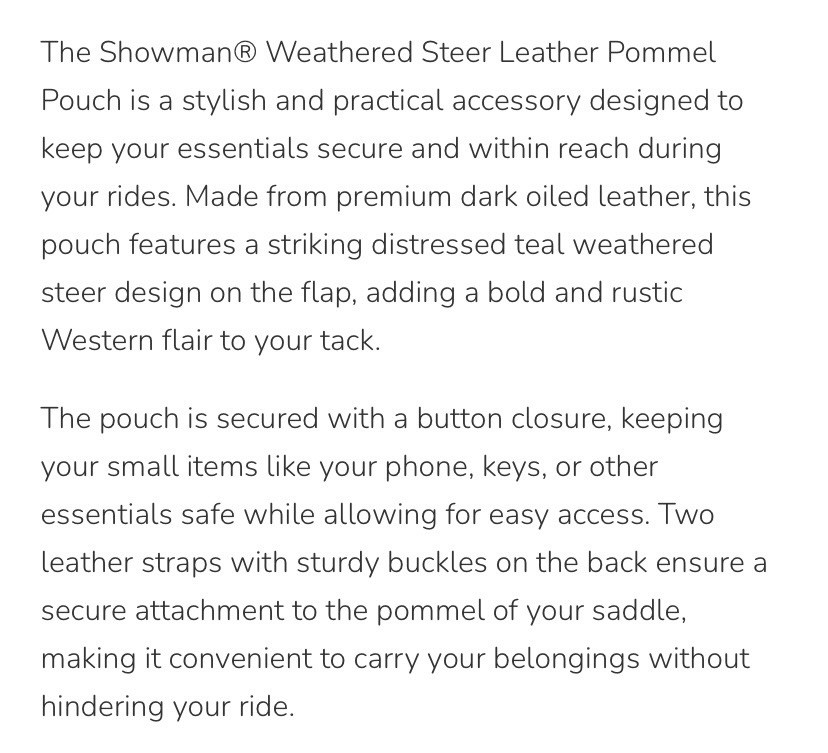 Weathered Steer Leather Pommel Saddle Pouch / Bag