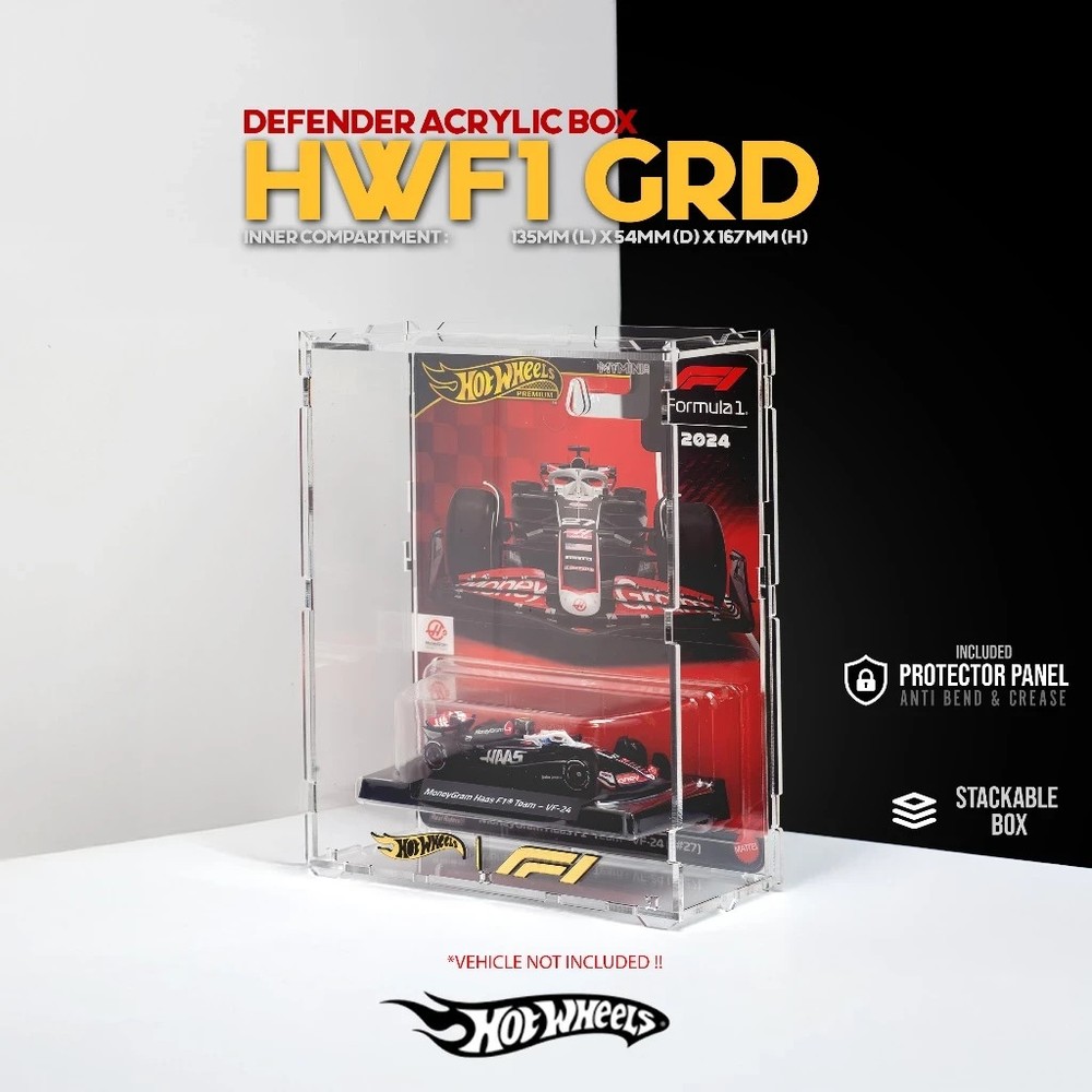 Hot Wheels F1 Card Acrylic Display Box w/ Protector Panel Anti Bend Stackable