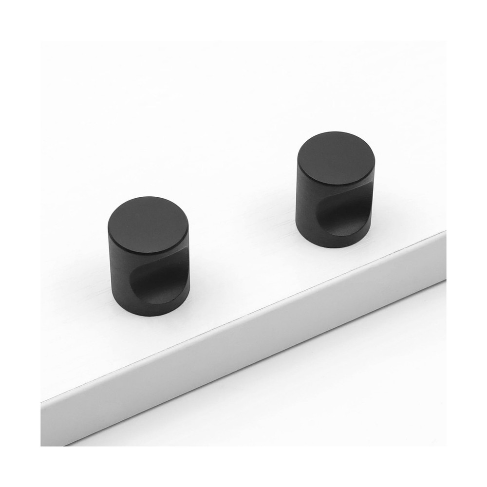 Coshar 4Pack Contemporary Cabinet Knobs Cylinder Shape Flat Black Brass Knobs...